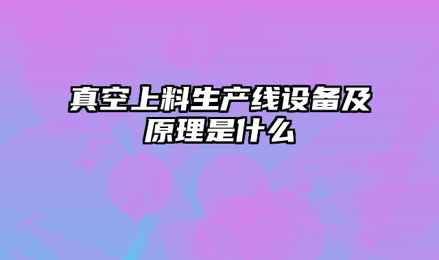 真空上料生產(chǎn)線設備及原理是什么
